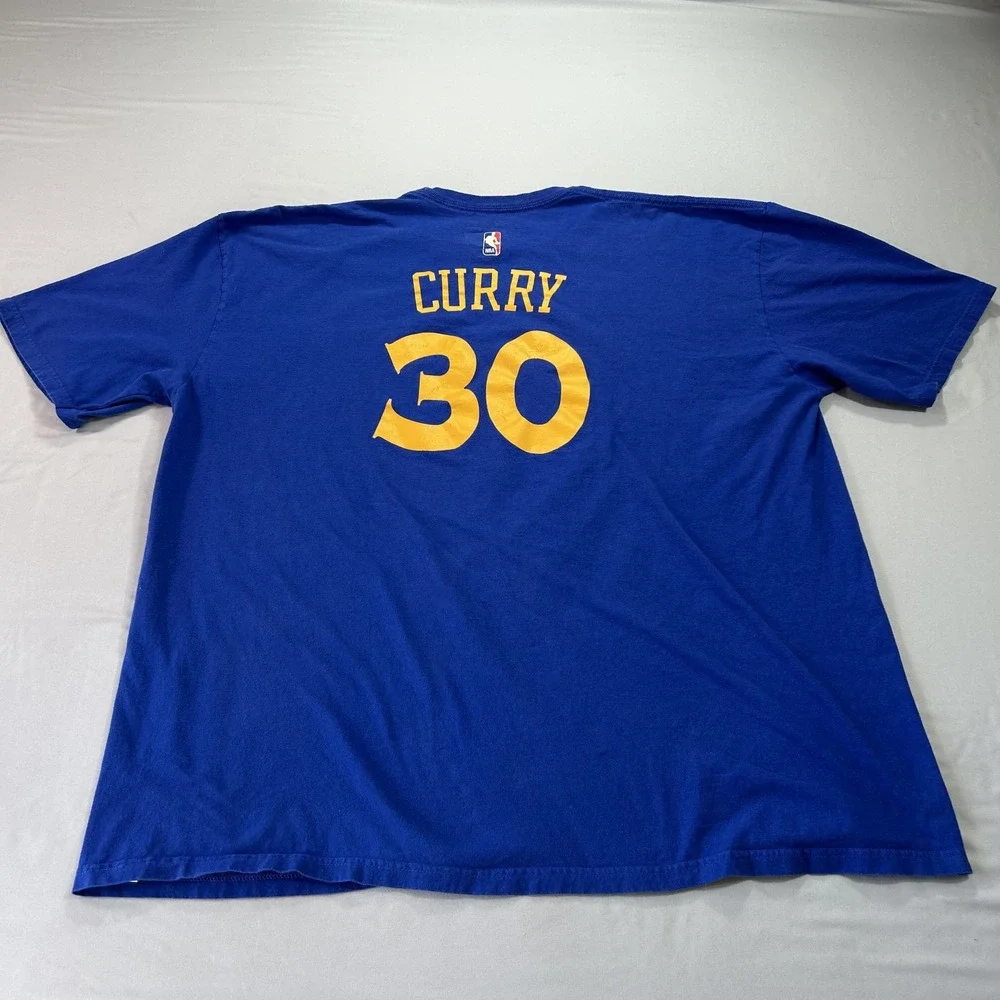 Adidas Golden State Warriors #30 Steph Curry Shirt Mens 3XL Blue Crew Neck Tee *